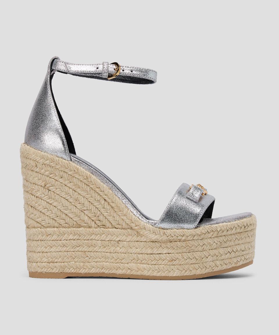 Versace Alpargatas de cuña alta Espadrilles en piel Mujer