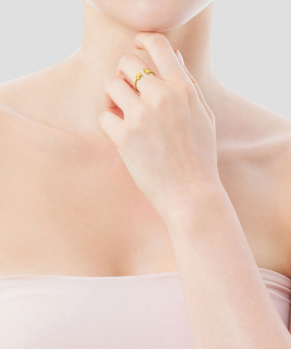 Tous Anillo Abierto En Oro Amarillo 18 Kilates Sweet Dolls Con Osos Mujer Talla: 6.5