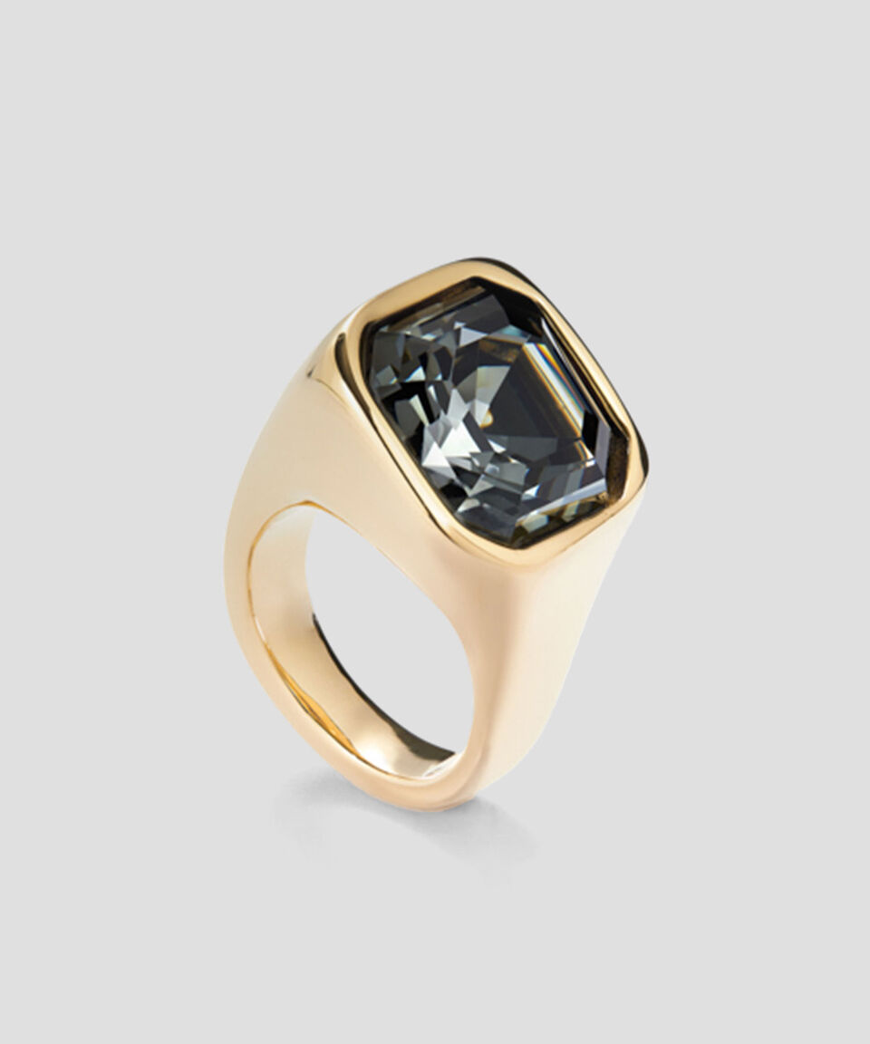 UNO DE 50 Anillo Cuadrado Con Cristal Facetado Unisex