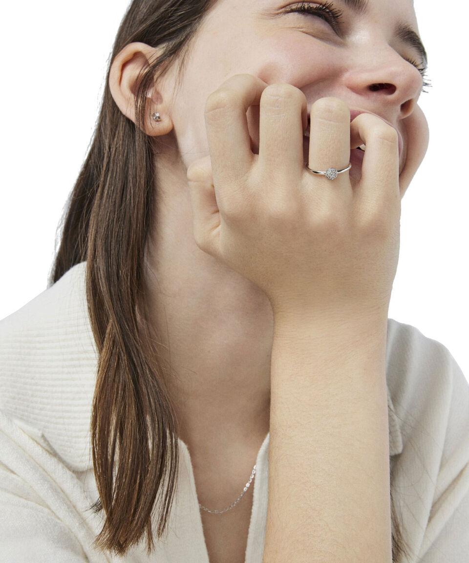 Tous Anillo En Oro Blanco De 18 Kts Con Diamantes Mujer Talla: 6.5