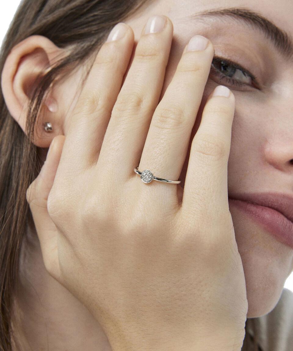 Tous Anillo En Oro Blanco De 18 Kts Con Diamantes Mujer Talla: 6.5
