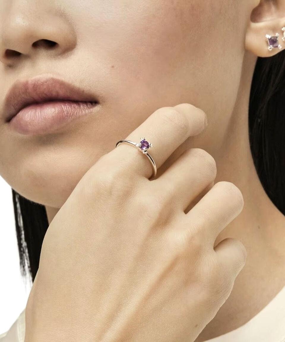 Tous Anillo En Plata Color Pills Con Incrustación De Amatista Mujer