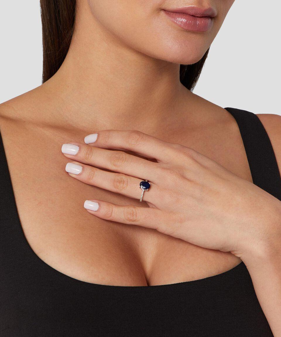 Eternity Anillo Solitario En Oro Blanco Con Incrustación Mujer