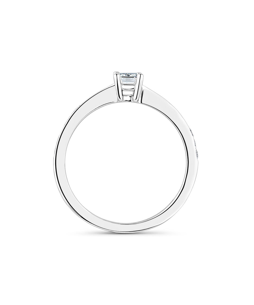 Suarez Anillo Solitario En Oro Blanco De 18 Kilates Con Diamantes Mujer