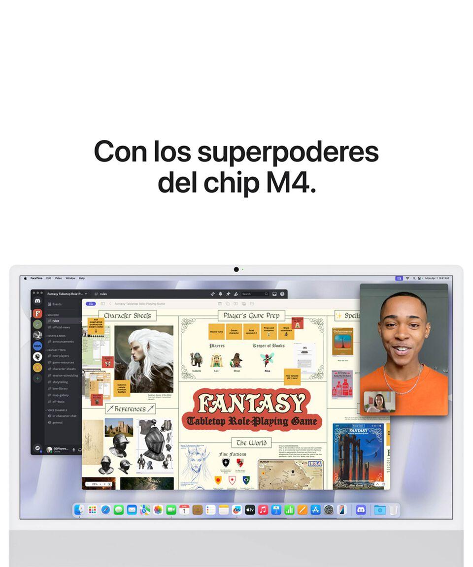 Apple IMac 24" Chip M4 RAM 16 GB 8 GPU 256 GB Plata