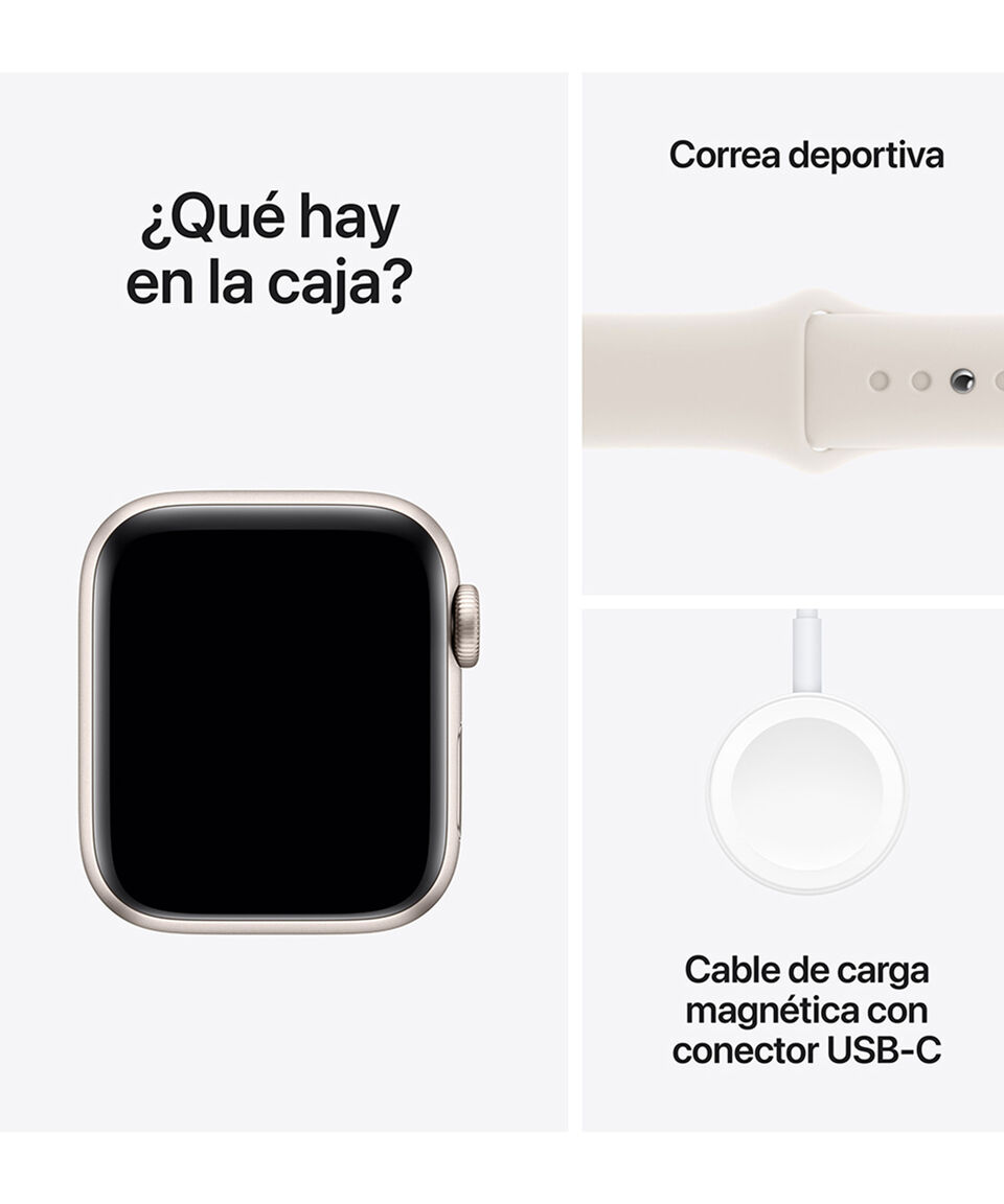 Apple Apple Watch SE GPS Caja De Aluminio Blanco Estelar 40 Mm Correa Deportiva Blanco Estelar