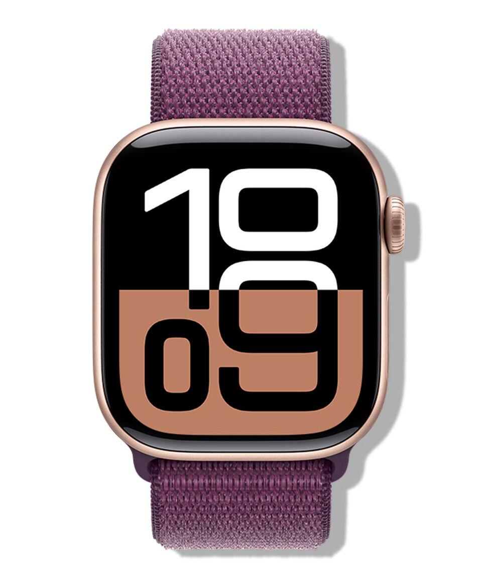 Apple Apple Watch Series 10 GPS Caja de aluminio color oro rosa de 42 mm Correa loop deportiva color ciruela