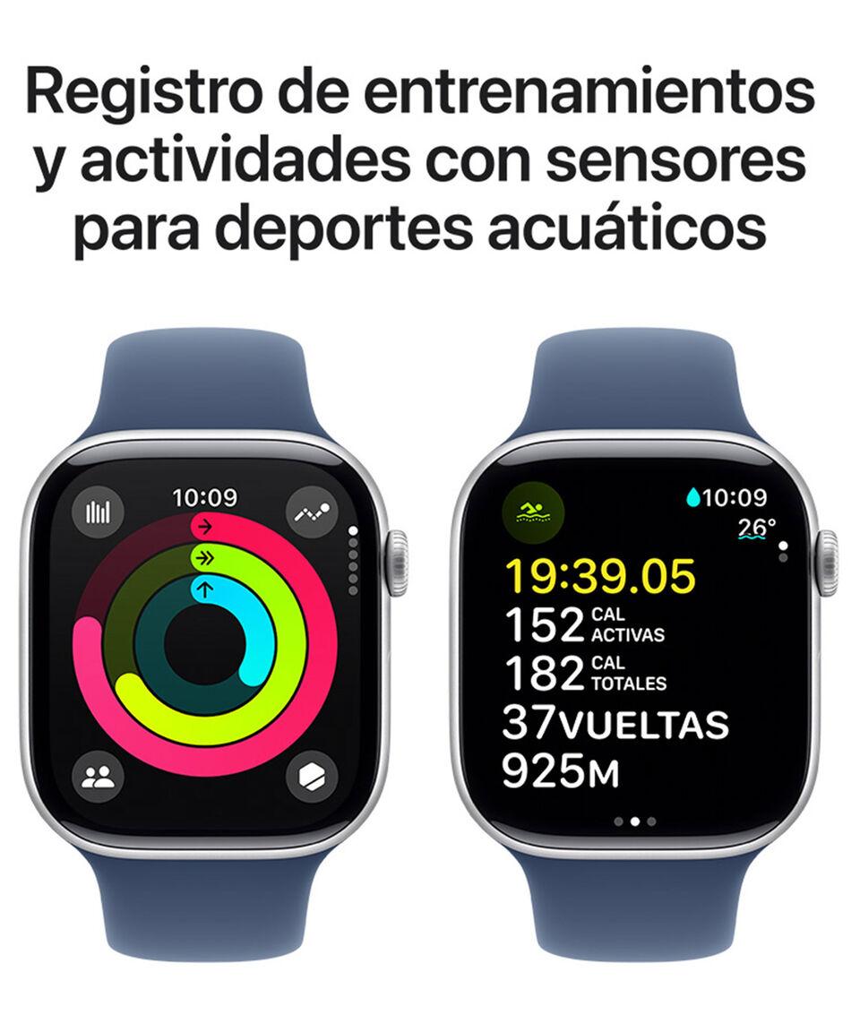 Apple Apple Watch Series 10 GPS Caja De Aluminio Color Plata De 46 Mm Correa Deportiva Azul Denim - M-L