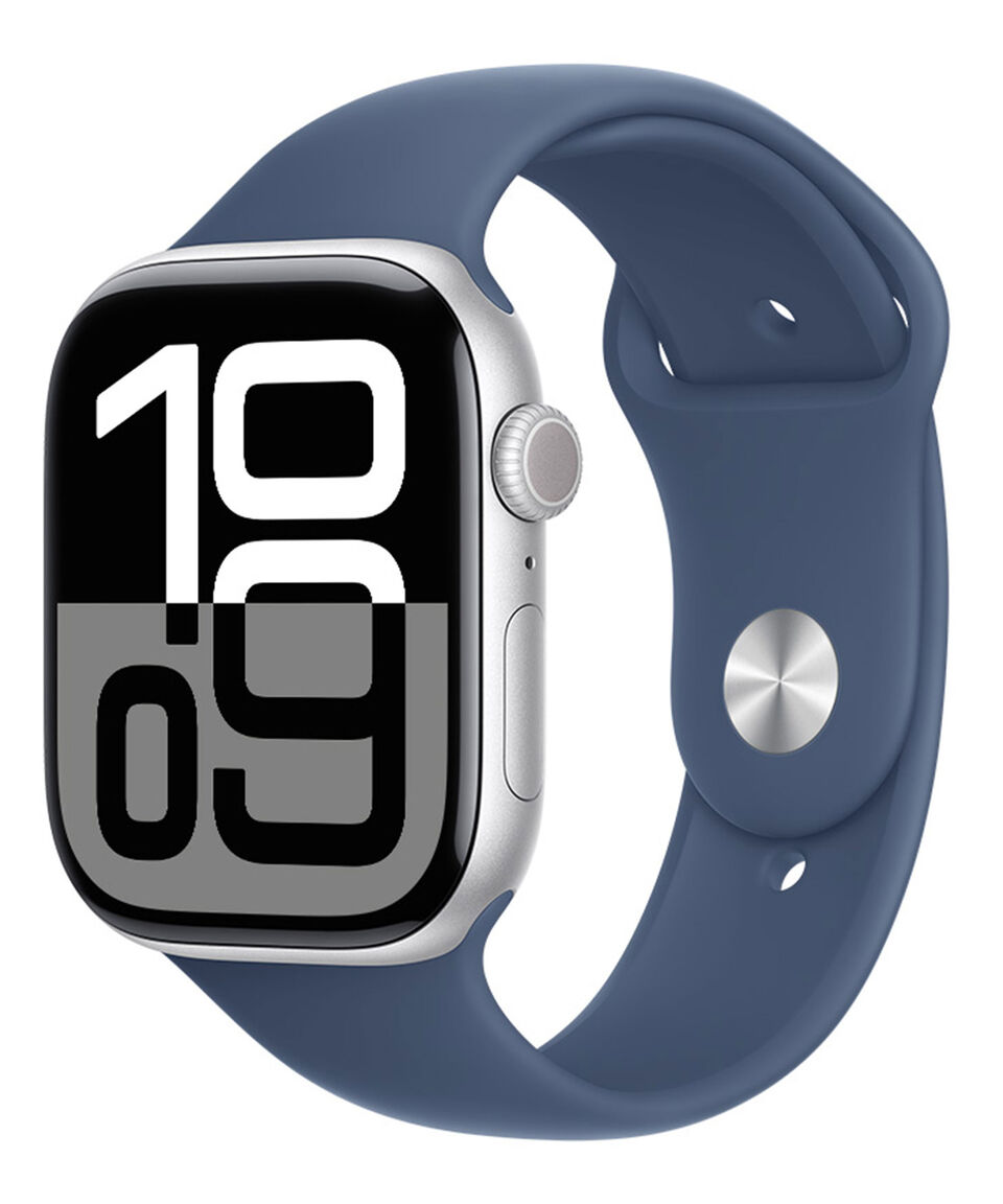 Apple Apple Watch Series 10 GPS Caja De Aluminio Color Plata De 46 Mm Correa Deportiva Azul Denim - S-M