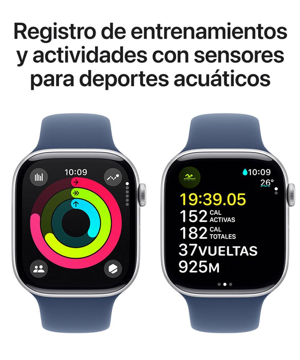 Apple Apple Watch Series 10 GPS Caja De Aluminio Color Plata De 46 Mm Correa Deportiva Azul Denim - S-M