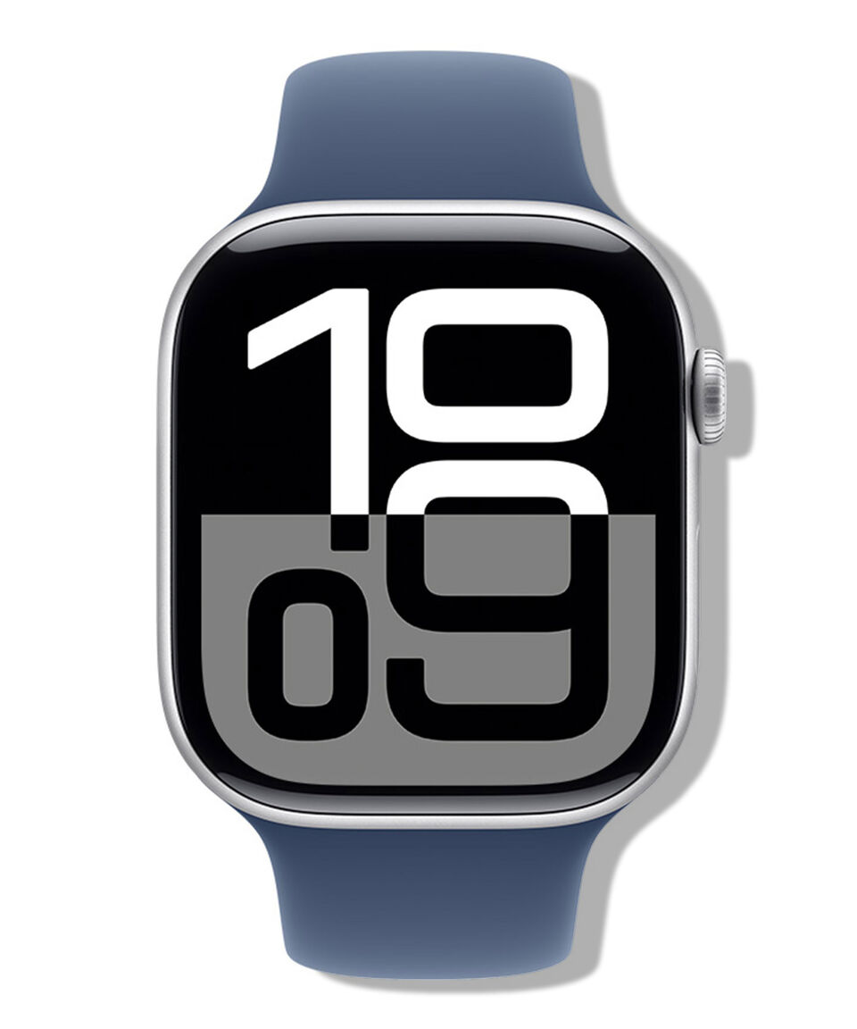 Apple Apple Watch Series 10 GPS Caja de aluminio color plata de 46 mm Correa deportiva azul denim - S-M