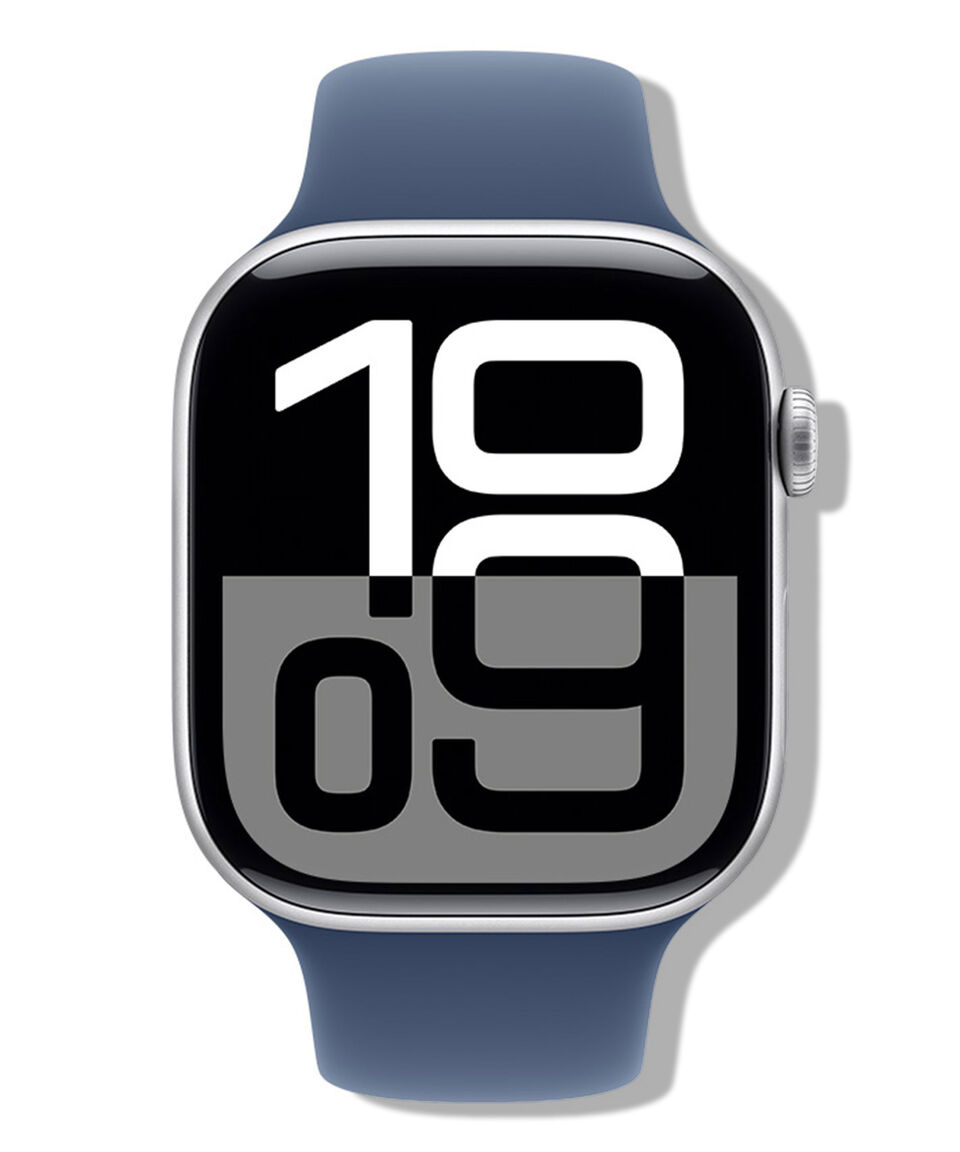 Apple Apple Watch Series 10 GPS Caja de aluminio color plata de 46 mm Correa deportiva azul denim - M-L