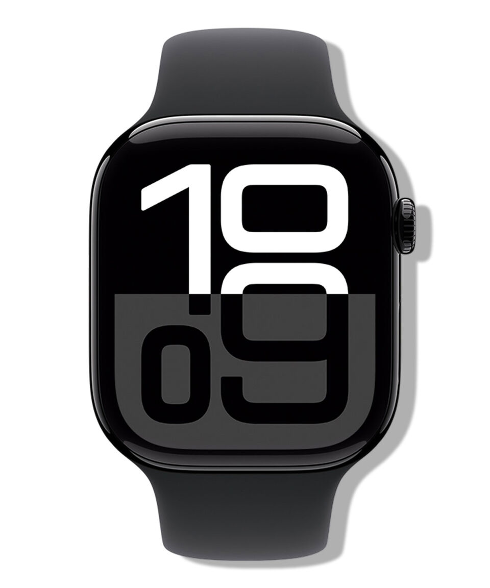 Apple Apple Watch Series 10 GPS Caja de aluminio negro azabache de 46 mm Correa deportiva negra - M-L