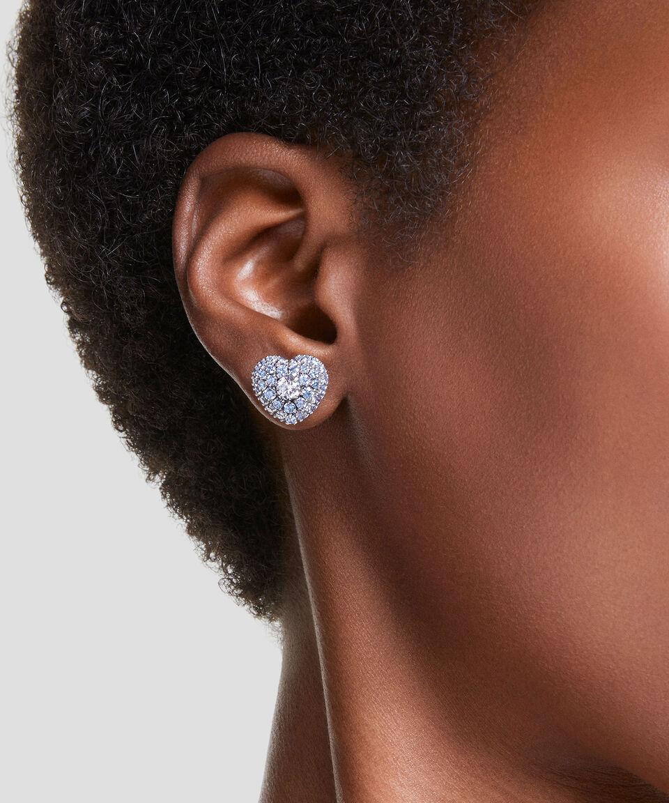 Swarovski Aretes De Botón Corazón Azul Hyperbola Mujer