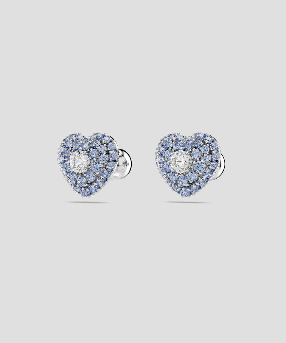 Swarovski Aretes De Botón Corazón Azul Hyperbola Mujer