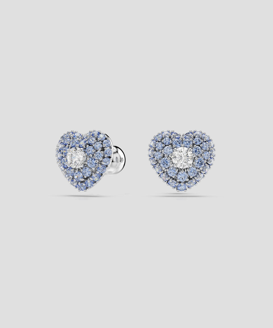Swarovski Aretes De Botón Corazón Azul Hyperbola Mujer