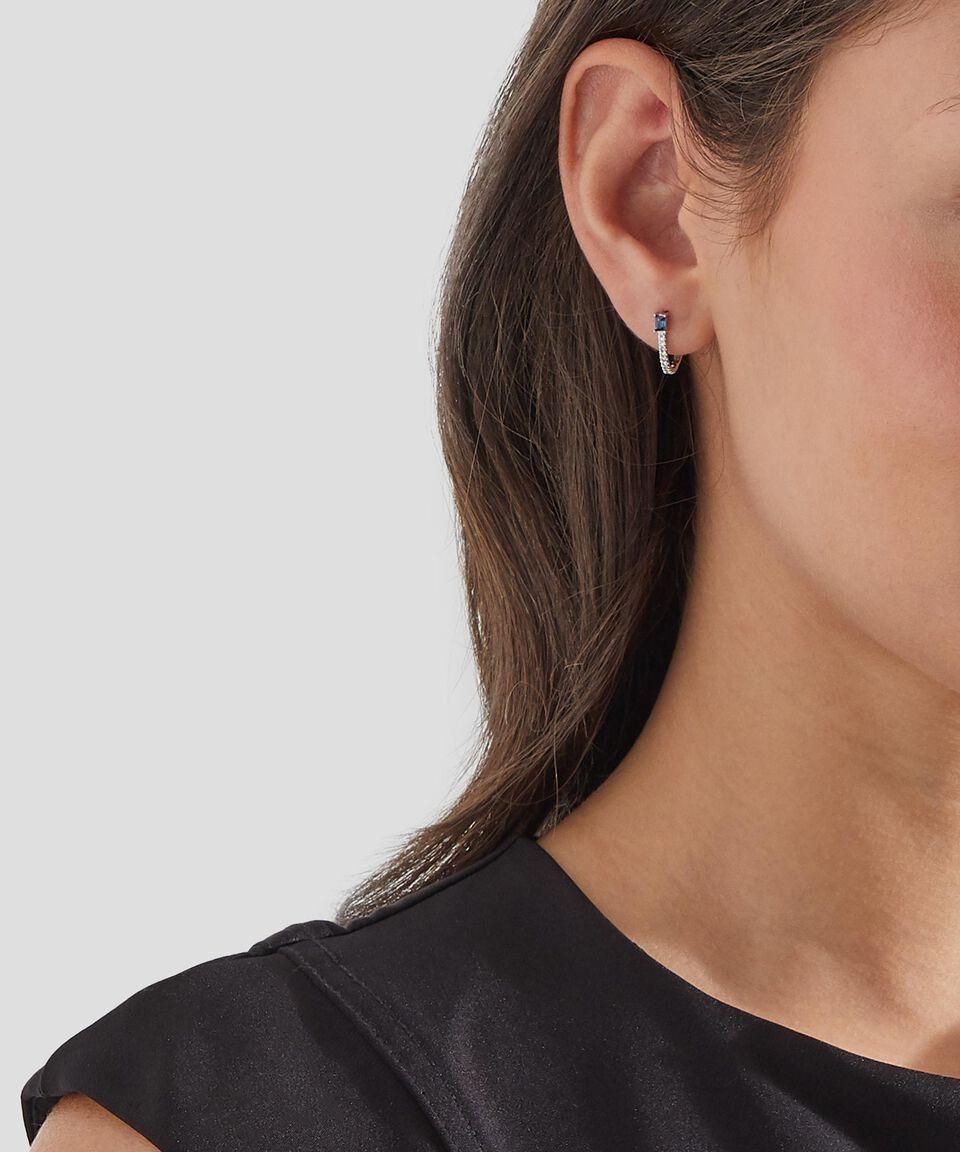 Eternity Aretes En Oro Blanco De 14 Kilates Con Diamantes Y Zafiro Mujer