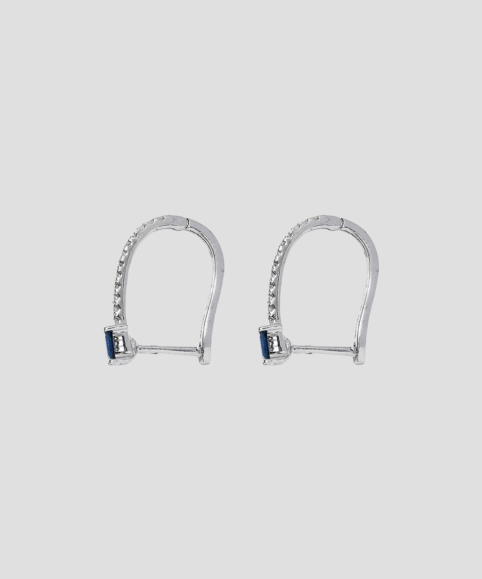 Eternity Aretes En Oro Blanco De 14 Kilates Con Diamantes Y Zafiro Mujer