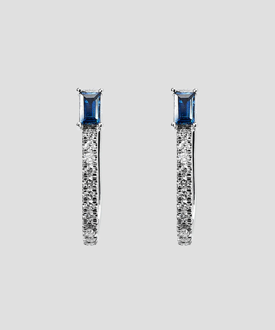 Eternity Aretes En Oro Blanco De 14 Kilates Con Diamantes Y Zafiro Mujer