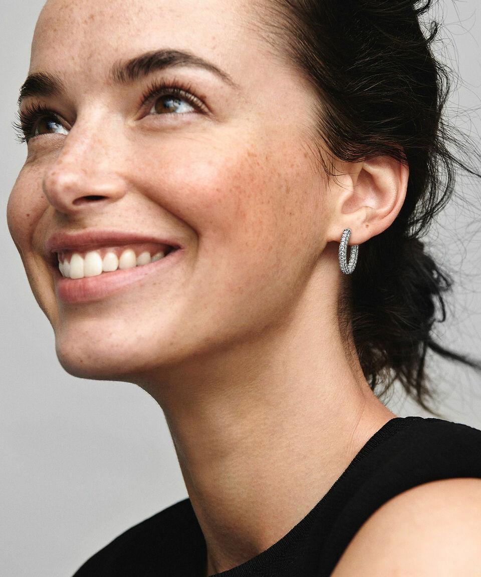 Pandora Aretes En Plata Redondos Con Incrustaciones Mujer