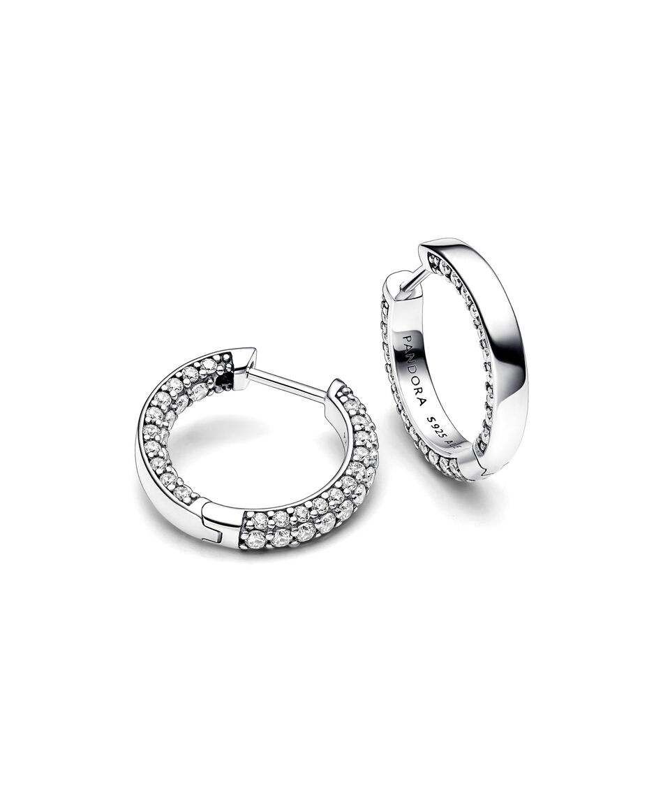 Pandora Aretes En Plata Redondos Con Incrustaciones Mujer