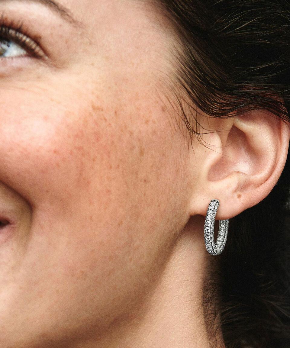 Pandora Aretes En Plata Redondos Con Incrustaciones Mujer