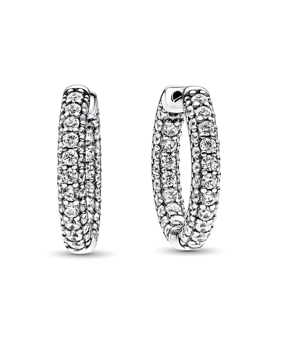 Pandora Aretes en plata redondos con incrustaciones Mujer