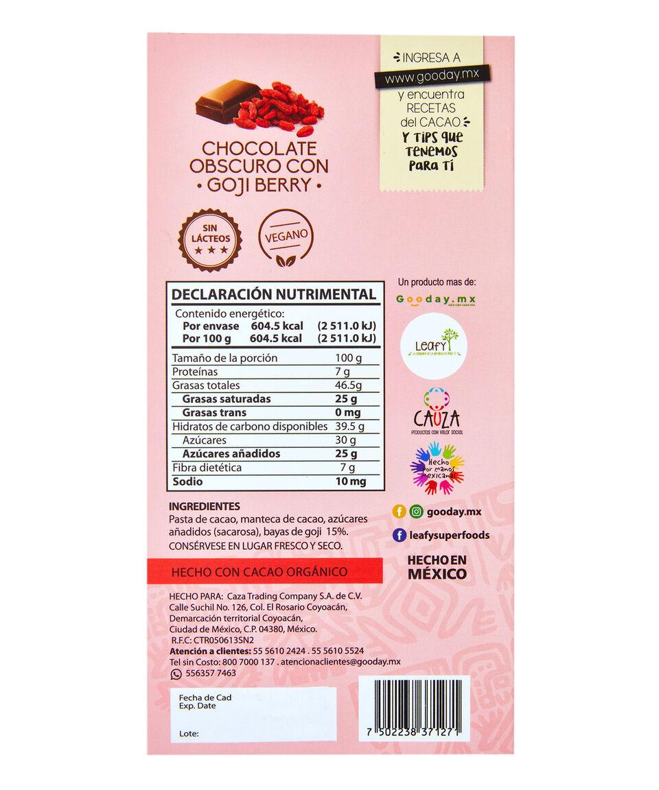 Xoco Maya Barra De Chocolate Oscuro Con Bayas De Goji Berry 100 G