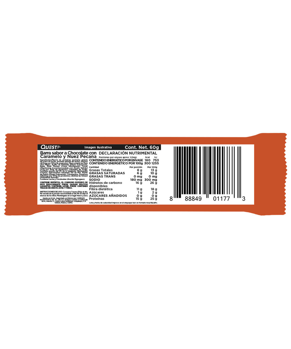 QUEST NUTRITION Barra De Proteína Chocolate Con Caramelo Y Nuez Pecana 60 G