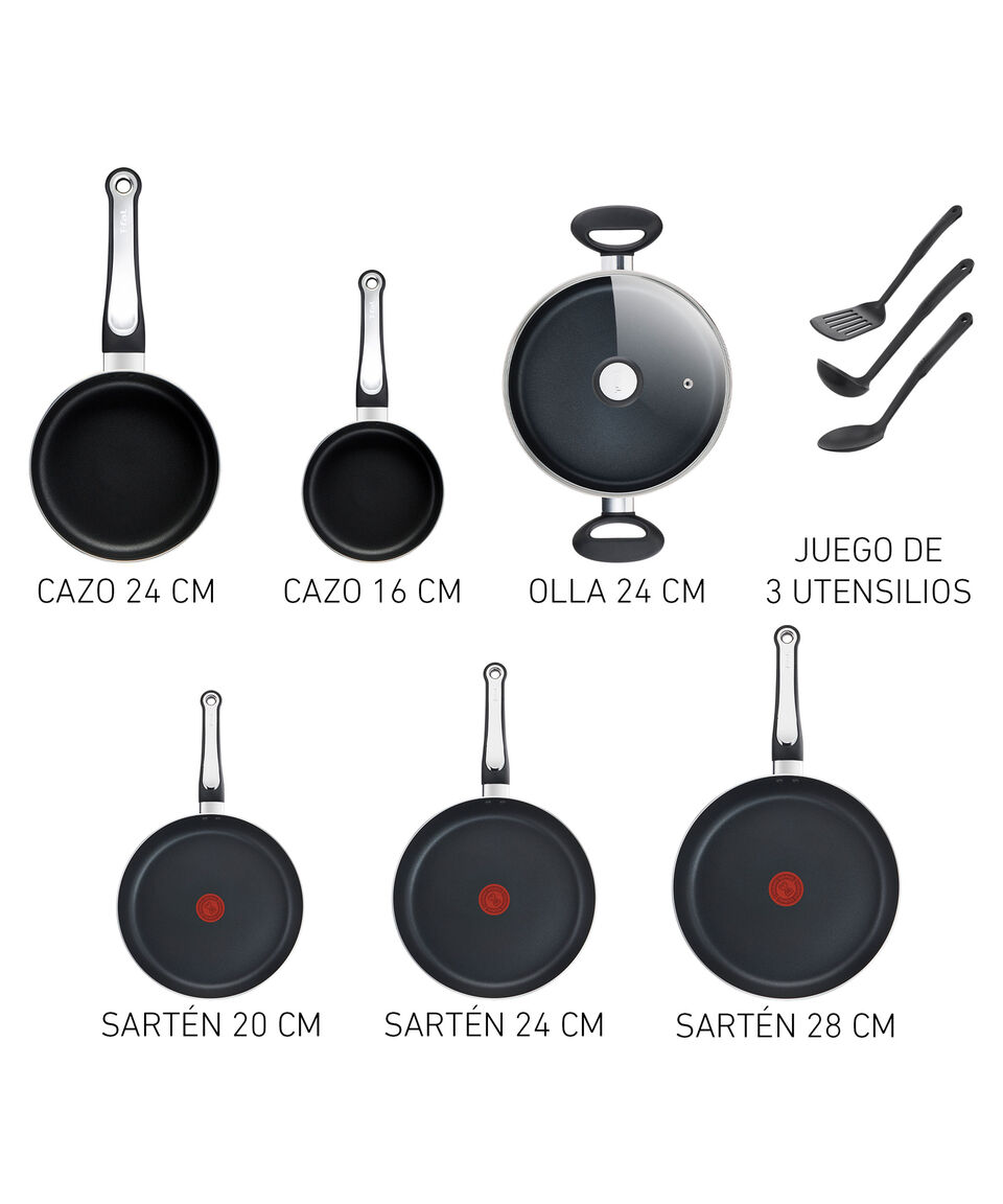 T-fal Batería De Cocina 12 Piezas Character En Aluminio