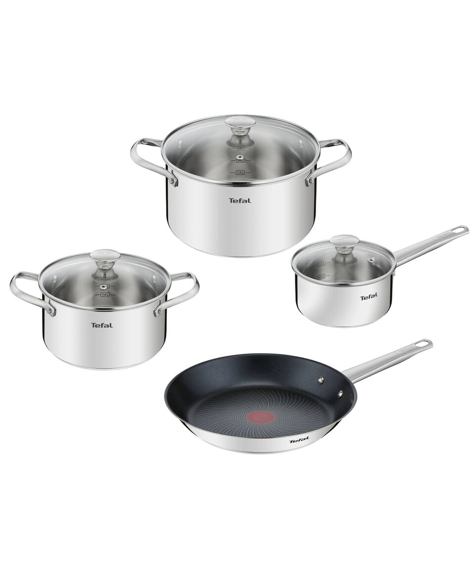 T-fal Batería de cocina en acero inoxidable Cook Eat 7 piezas
