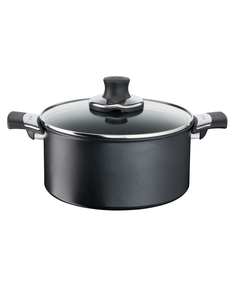 T-fal Batería De Cocina En Aluminio Hard Titanium Pro 12 Piezas Negra