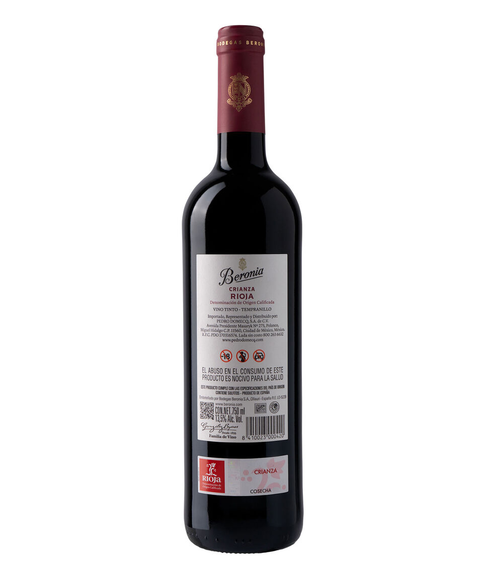 Beronia Vino Tinto Tempranillo Crianza 750 Ml