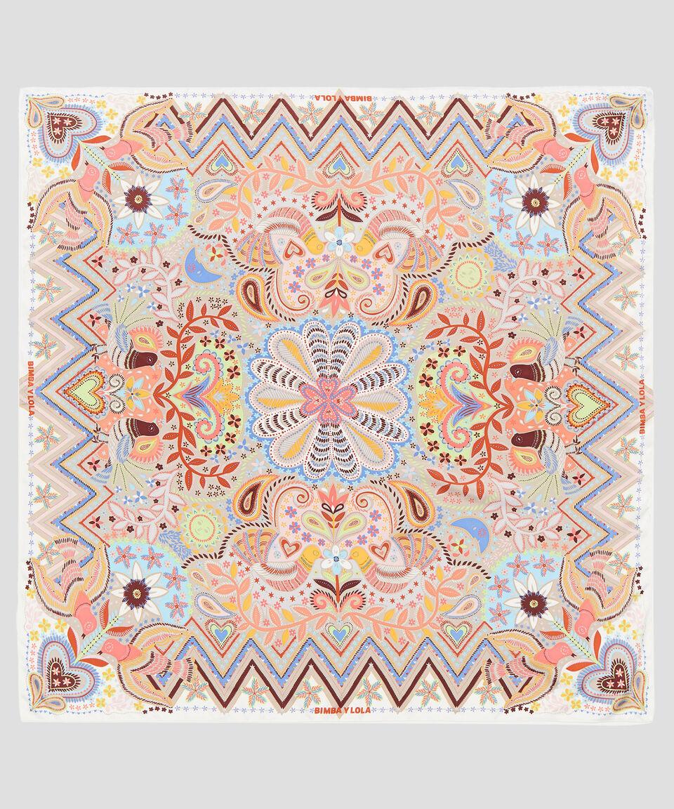 Bimba y Lola Pañuelo Beige estampado Mujer