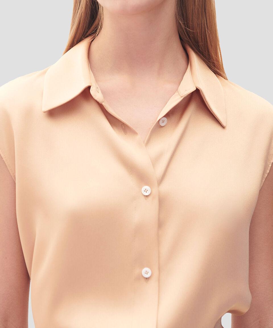 Julio Blusa De Satín Manga Sisa Cuello Camisero Mujer