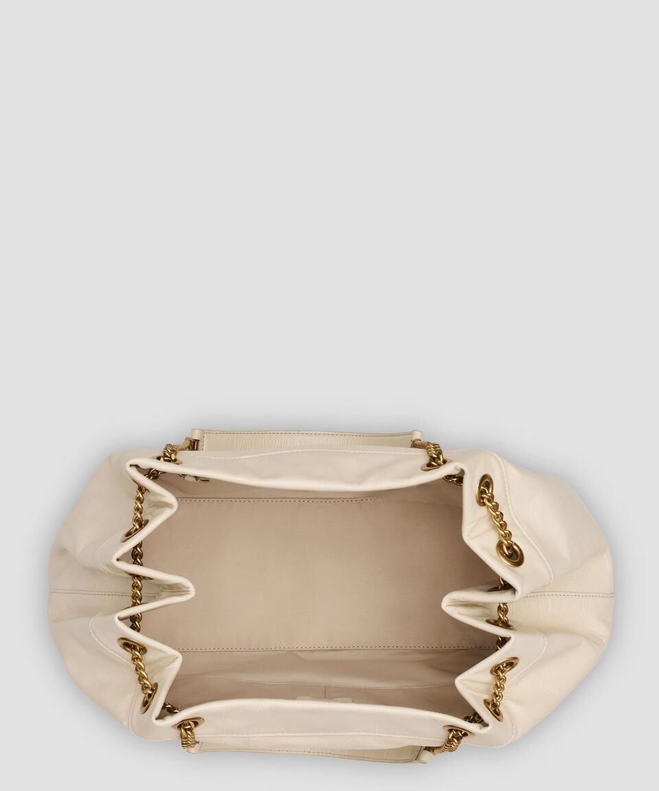 Marc Jacobs Bolsa Bucket Beige En Piel The Large Chain Mujer