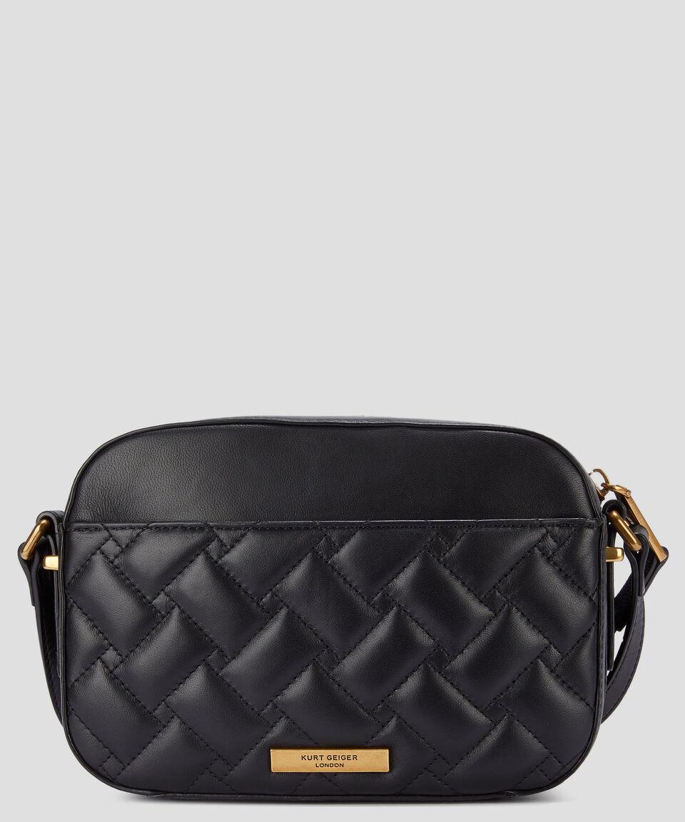 Kurt Geiger Bolsa Crossbody Kensington En Piel Negra Acolchada Mujer