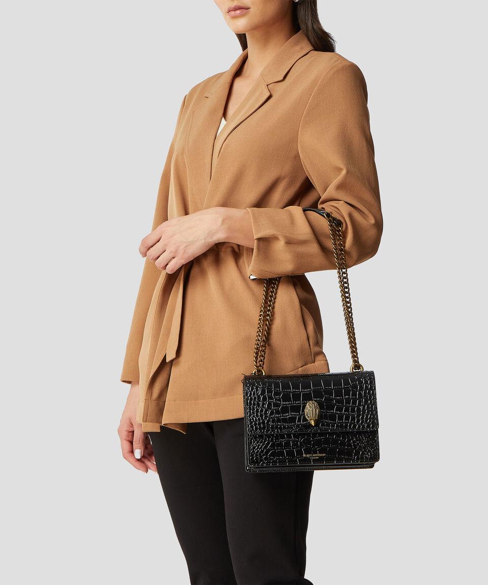 Kurt Geiger Bolsa Crossbody Shoreditch En Piel Negra Con Animalskin Mujer