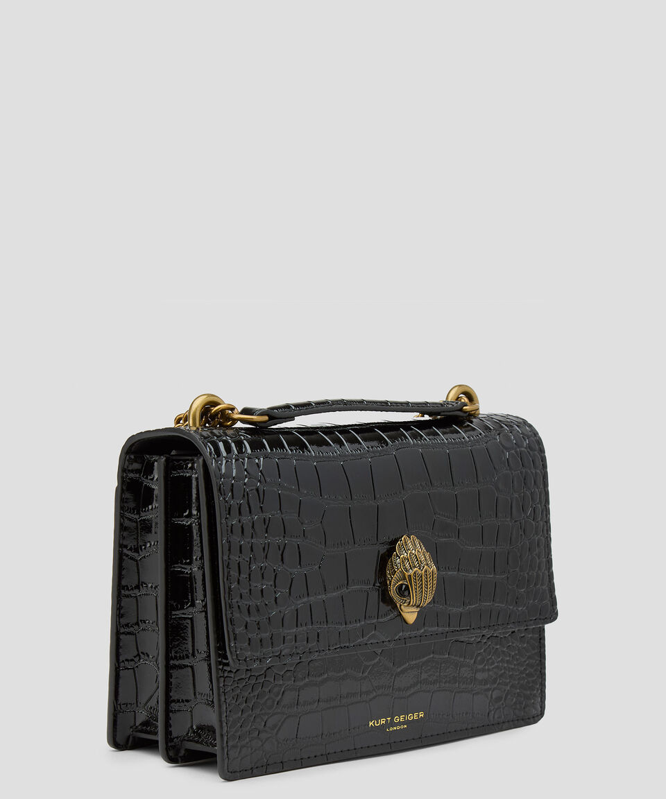 Kurt Geiger Bolsa Crossbody Shoreditch En Piel Negra Con Animalskin Mujer