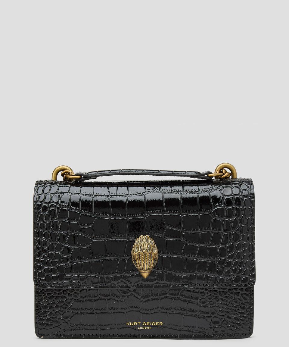 Kurt Geiger Bolsa crossbody Shoreditch en piel negra con animalskin Mujer