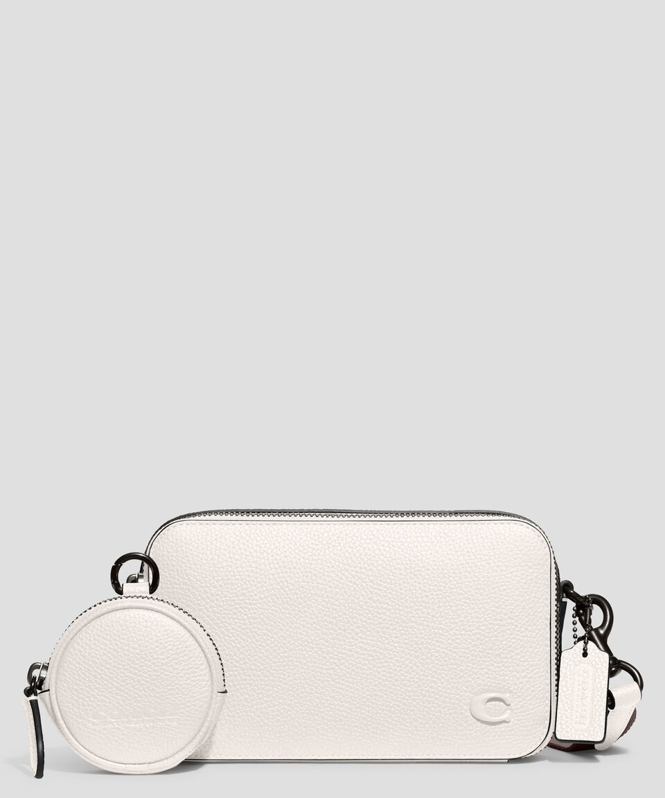 Coach Bolso Crossbody Charter Slim en piel blanco granulado Hombre
