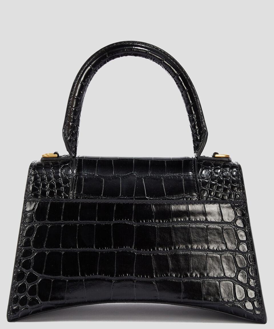 Balenciaga Bolso Crossbody Hourglass S De Piel Negro Estilo Cocodrilo Mujer