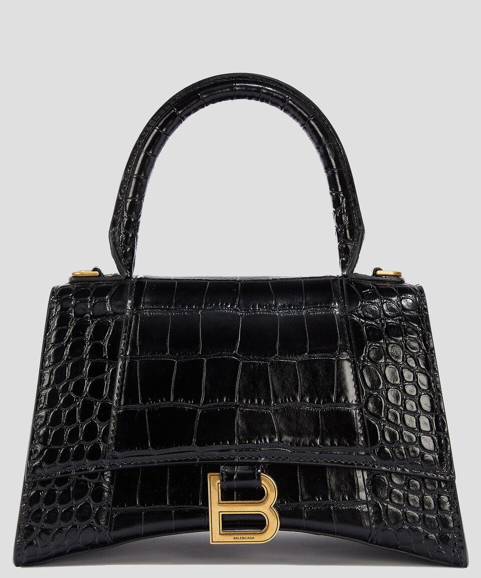 Balenciaga Bolso crossbody Hourglass S de piel negro estilo cocodrilo Mujer