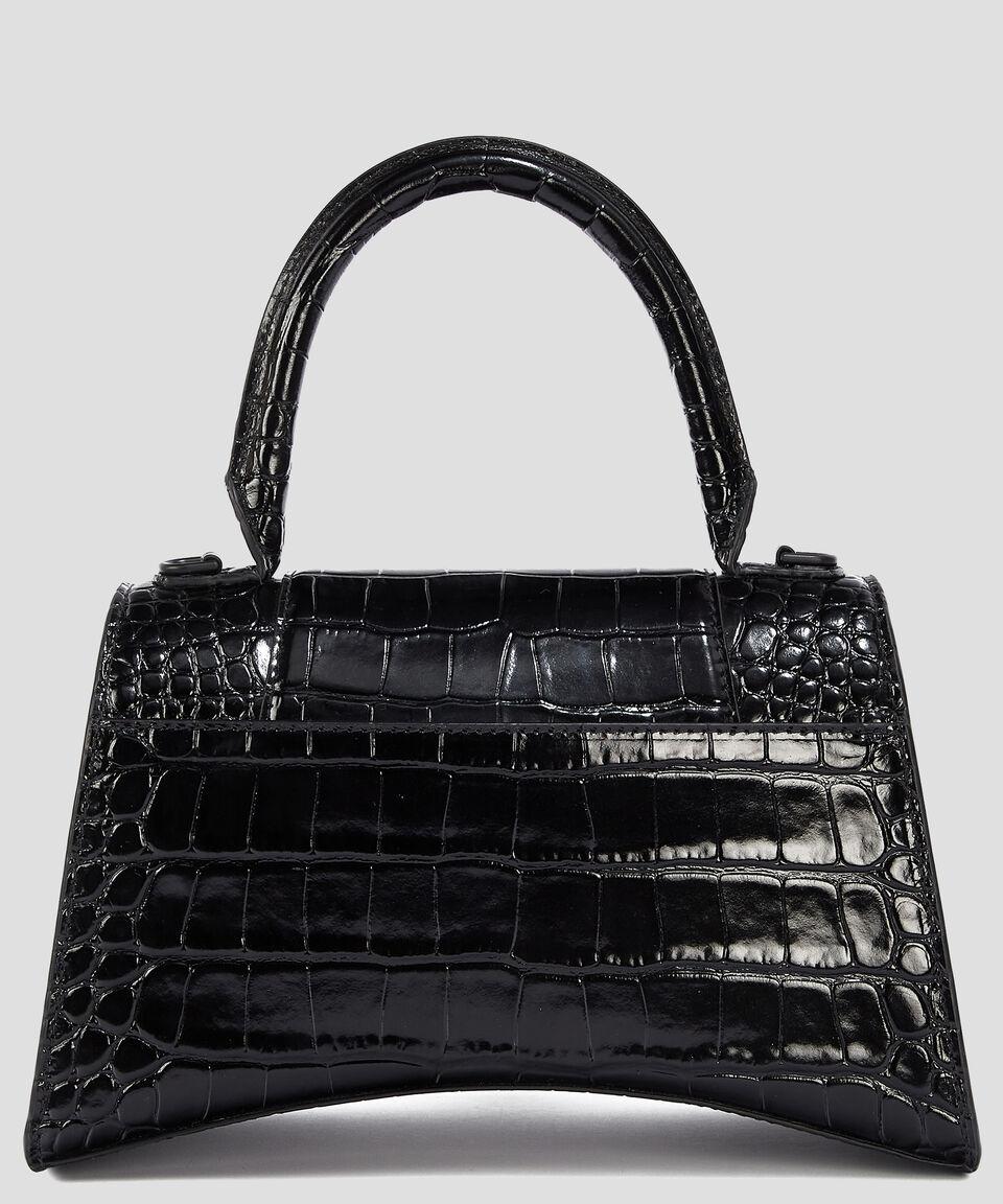 Balenciaga Bolso Crossbody Hourglass XS De Piel Negro Estilo Cocodrilo Mujer
