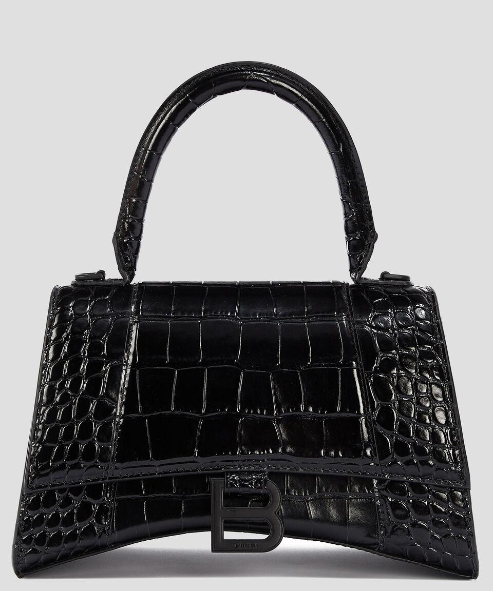 Balenciaga Bolso crossbody Hourglass XS de piel negro estilo cocodrilo Mujer