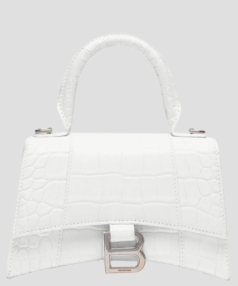 Balenciaga Bolso crossbody Hourglass XS en piel blanco con animal skin Mujer