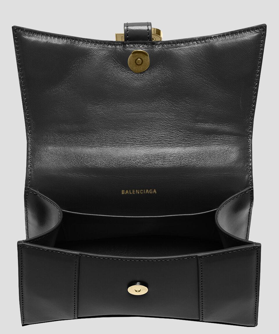 Balenciaga Bolso Crossbody Hourglass XS En Piel Negro Mujer