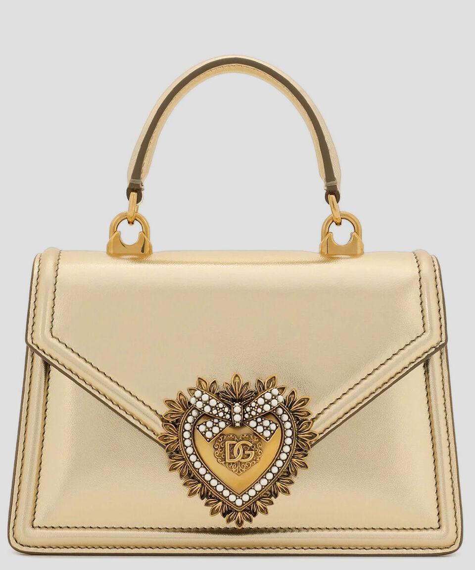DOLCE & GABBANA Bolso de mano dorado en piel Crespo Leo Mujer