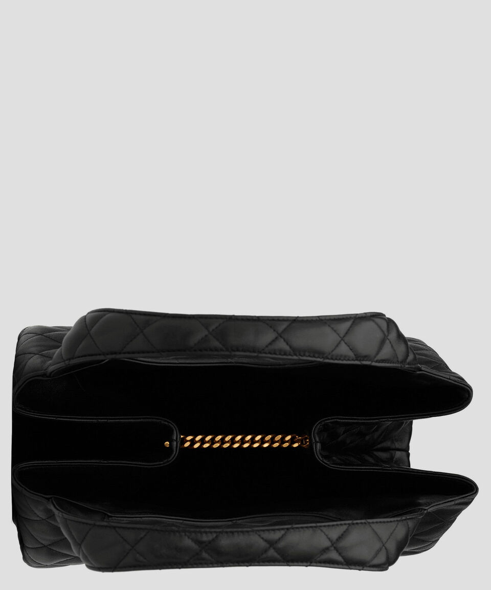 Saint Laurent Paris Bolso Maxi Tote Negro En Piel Icare Capitonado Mujer