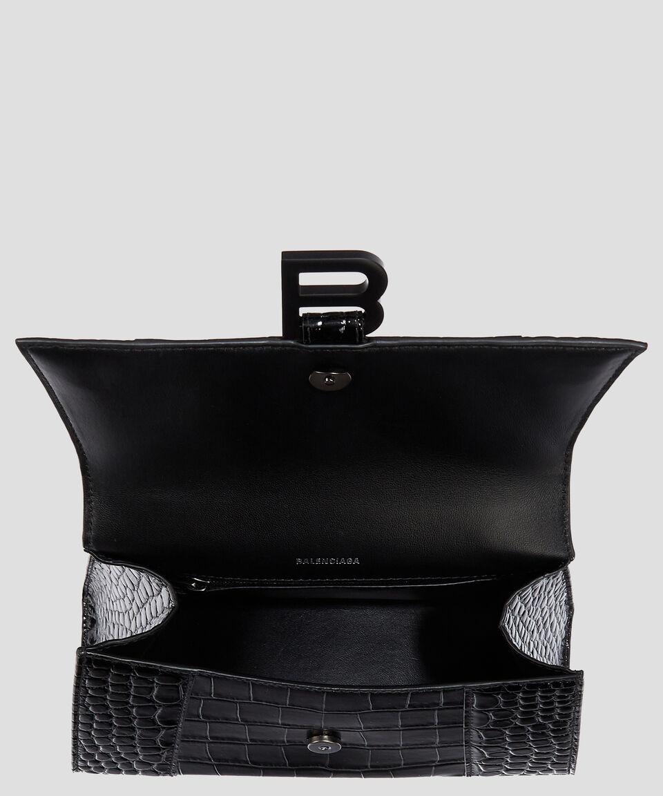 Balenciaga Bolso Mini Crossbody Hourglass XS De Piel Negro Estilo Cocodrilo Mujer